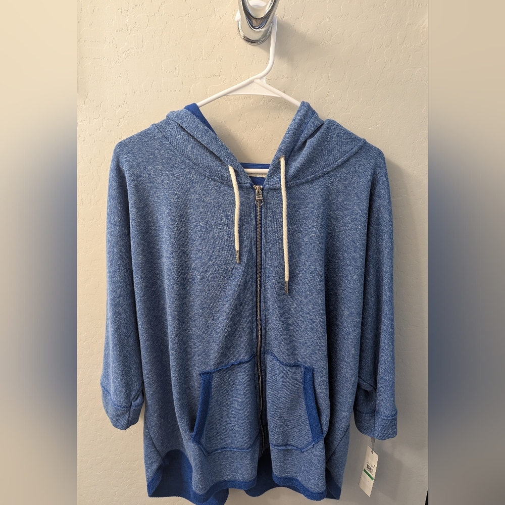 NWT! Calvin Klein Heather Blue 3/4 Length Sleeve Performance Hoodie